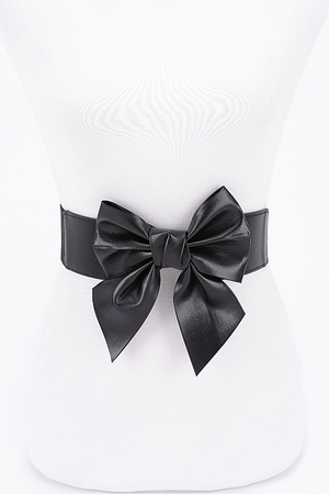 Faux Leather Ribbon Elastic Belt