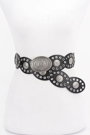 Faux Leather Oval Shape Vintage Belt