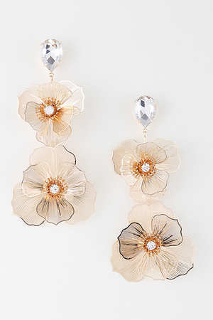 Jewel Flower Teardrop Earrings