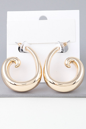 Shiny Wave Curl Hoop Earrings