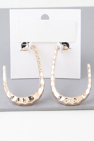 Hammered Open Oval Hoop Earrings