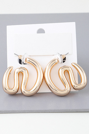 Shiny Wave Bend Earrings