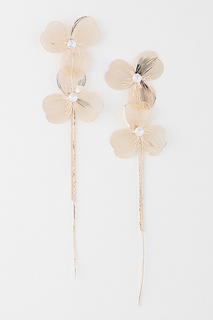 Double Jewel Flower Drop Earrings