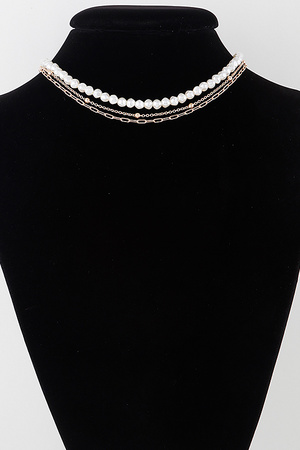 Triple Pearl Chain Necklace