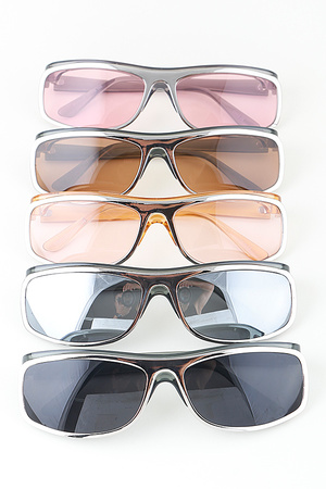 Bright Metal Rim Wave Sunglasses