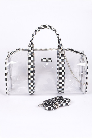 Clear Bag With Chess Print Details