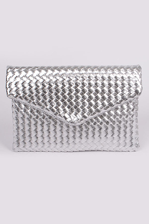 Woven Envelope Cross Chain Body Clutch.