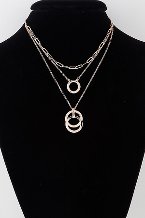 Triple Disc Drop Chain Necklace