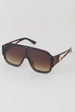 Gold Bolted Shield Sunglasses