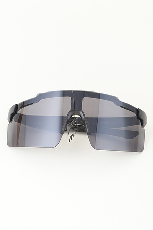 Black Polycarbonate Mirror Shield Sunglasses
