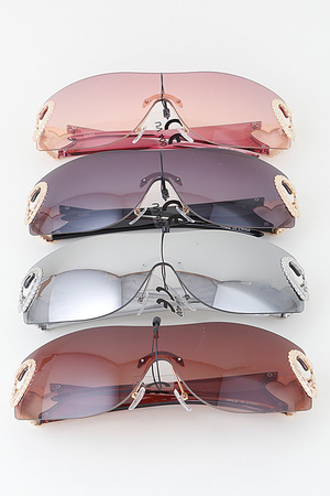 Interlinked Hearts Curved Shield Sunglasses