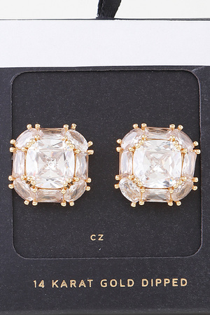 Double Cubic Rhinestone Stud Earrings