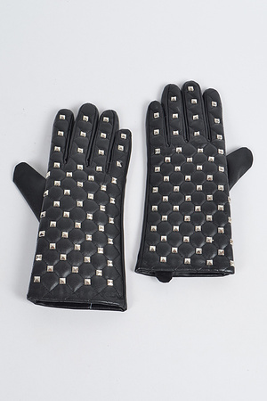 Metal Studed Faux Leather Gloves