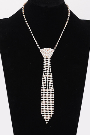 Rhinestone Necktie Necklace