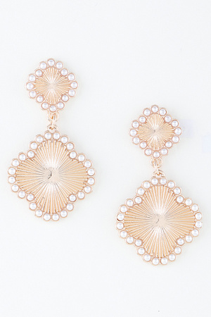 Pearled Clover Drop Earrings