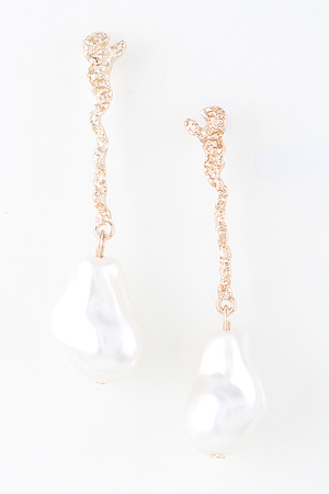 Abstract Pearl Stone Drop Earrings