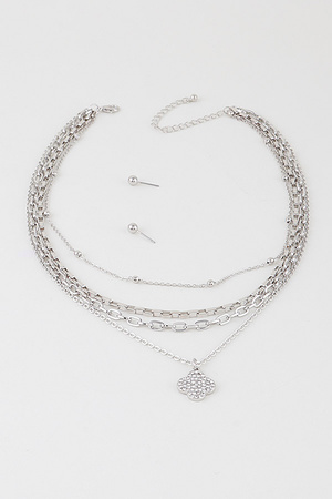 Multi Jeweled Clover Chain Necklace