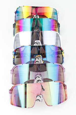 Multi Print Polycarbonate Shield Sunglasses